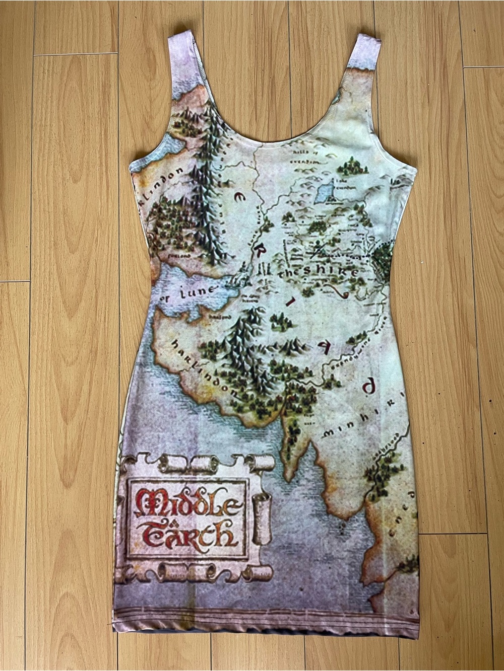 LOTR Middle Earth Map Print Tank Dress